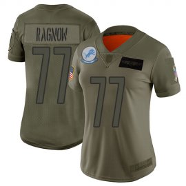 Nike Detroit Lions #77 Frank Ragnow Camo Womens Stitched NFL Limited 2019 Salute to Service Jersey