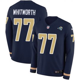 Nike Los Angeles Rams #77 Andrew Whitworth Navy Blue Team Color Mens Stitched NFL Limited Therma Long Sleeve Jersey