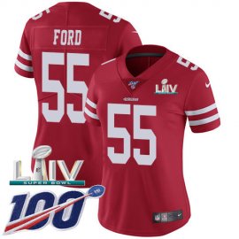 Nike San Francisco 49ers #55 Dee Ford Red Super Bowl LIV 2020 Team Color Womens Stitched NFL 100th Season Vapor Limited Jersey