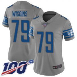 Nike Detroit Lions #79 Kenny Wiggins Gray Womens Stitched NFL Limited Inverted Legend 100th Season Jersey