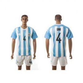 Argentina #4 Gino Home Soccer Country Jersey