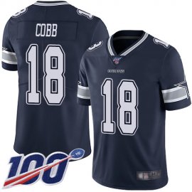 Nike Dallas Cowboys #18 Randall Cobb Navy Blue Team Color Mens Stitched NFL 100th Season Vapor Limited Jersey