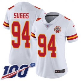 Nike Kansas City Chiefs #94 Terrell Suggs White Womens Stitched NFL 100th Season Vapor Untouchable Limited Jersey