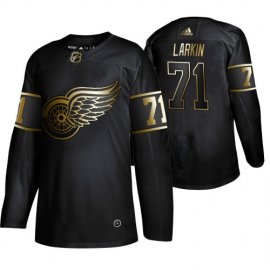 Adidas Detroit Red Wings #71 Dylan Larkin Mens 2019 Black Golden Edition Authentic Stitched NHL Jersey