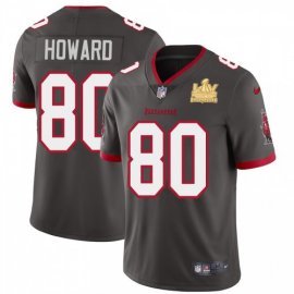 Tampa Bay Buccaneers #80 O. J. Howard Mens Super Bowl LV Champions Patch Nike Pewter Alternate Vapor Limited Jersey