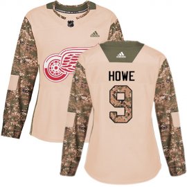 Adidas Detroit Red Wings #9 Gordie Howe Camo Authentic 2017 Veterans Day Womens Stitched NHL Jersey