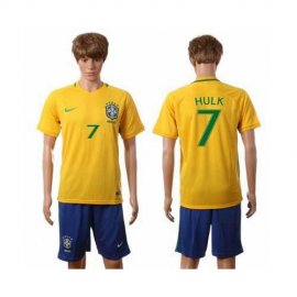 Brazil #7 Hulk Home Soccer Country Jersey