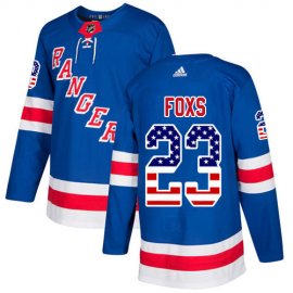 Adidas New York Rangers #23 Adam Foxs Royal Blue Home Authentic USA Flag Stitched NHL Jersey
