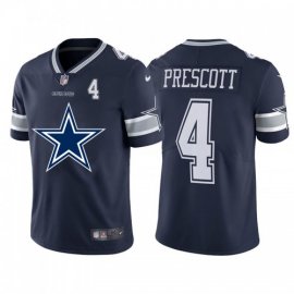 Dallas Cowboys #4 Dak Prescott Navy Blue Mens Nike Big Team Logo Player Vapor Limited NFL Jersey