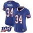 Nike Buffalo Bills #34 Thurman Thomas Royal Blue Team Color Womens Stitched NFL 100th Season Vapor Limited Jersey