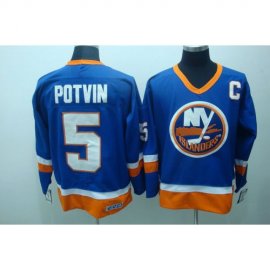 New York Islanders #5 Denis Potvin Stitched Baby Blue CCM Throwback NHL Jersey