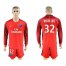 Paris Saint-Germain #32 David Luiz Red Long Sleeves Soccer Club Jersey