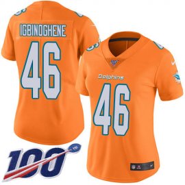 Nike Miami Dolphins #46 Noah Igbinoghene Orangen Womens Stitched NFL Limited Rush 100th Season Jersey