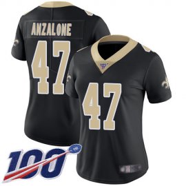 Nike New Orleans Saints #47 Alex Anzalone Black Team Color Womens Stitched NFL 100th Season Vapor Limited Jersey