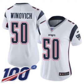 Nike New England Patriots #50 Chase Winovich White Womens Stitched NFL 100th Season Vapor Limited Jersey