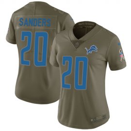 Nike Detroit Lions #20 Barry Sanders Olive Womens Stitched NFL Limited 2017 Salute to Service Jersey