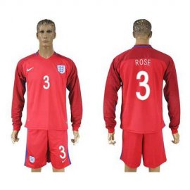 England #3 Rose Away Long Sleeves Soccer Country Jersey