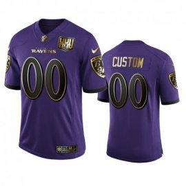 Baltimore Ravens Custom Mens Nike Purple Team 25th Season Golden Limited NFL Jersey