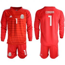 Mexico #1 Corona Red Long Sleeves Goalkeeper Soccer Country Jersey