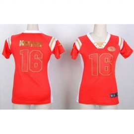 Nike San Francisco 49ers #16 Joe Montana Red Womens Stitched NFL Elite Draft Him Shimmer Jersey