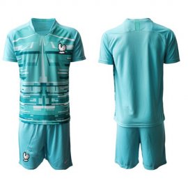 France Blank Light Blue Goalkeeper Soccer Country Jersey