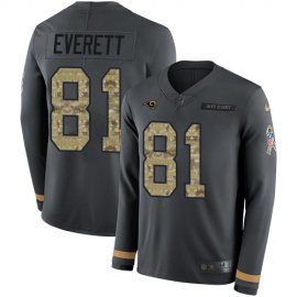 Nike Los Angeles Rams #81 Gerald Everett Anthracite Salute to Service Mens Stitched NFL Limited Therma Long Sleeve Jersey