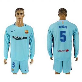 Barcelona #5 Sergio Away Long Sleeves Soccer Club Jersey