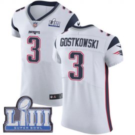 Nike New England Patriots #3 Stephen Gostkowski White Super Bowl LIII Bound Mens Stitched NFL Vapor Untouchable Elite Jersey