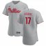 Philadelphia Phillies #17 Rhys Hoskins Mens Nike Gray Road 2020 Authentic Player MLB Jersey