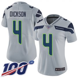 Nike Seattle Seahawks #4 Michael Dickson Grey Alternate Womens Stitched NFL 100th Season Vapor Limited Jersey