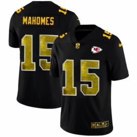 Kansas City Chiefs #15 Patrick Mahomes Mens Black Nike Golden Sequin Vapor Limited NFL Jersey