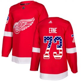 Adidas Detroit Red Wings #73 Adam Erne Red Home Authentic USA Flag Stitched Youth NHL Jersey