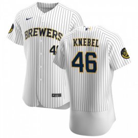 Milwaukee Brewers #46 Corey Knebel Mens Nike White Home 2020 Authentic Player MLB Jersey