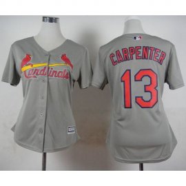 St.Louis Cardinals #13 Matt Carpenter Grey Road Womens Stitched MLB Jersey