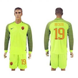 Roma #19 Becker Green Goalkeeper Long Sleeves Soccer Club Jersey