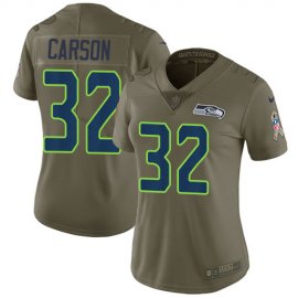 Nike Seattle Seahawks #32 Chris Carson Olive Womens Stitched NFL Limited 2017 Salute to Service Jersey