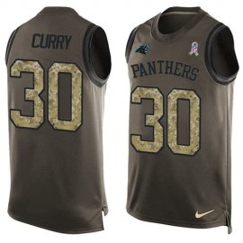 Nike Carolina Panthers #30 Stephen Curry Green Mens Stitched NFL Limited Salute To Service Tank Top Jersey