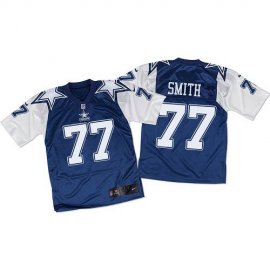 Nike Dallas Cowboys #77 Tyron Smith Navy Blue/White Throwback Mens Stitched NFL Elite Jersey