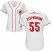 Cincinnati Reds #55 Robert Stephenson Majestic Womens Home Cool Base Jersey White