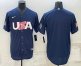 Mens USA Baseball Blank 2023 Navy World Baseball Classic Stitched Jersey
