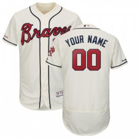 Atlanta Braves Majestic Alternate 2019 Authentic Collection Flex Base Custom Jersey Cream