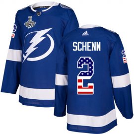 Adidas Tampa Bay Lightning #2 Luke Schenn Blue Home Authentic USA Flag 2020 Stanley Cup Champions Stitched NHL Jersey