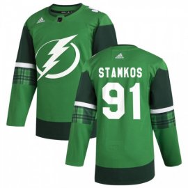 Tampa Bay Lightning #91 Steven Stamkos Mens Adidas 2020 St. Patricks Day Stitched NHL Jersey Green
