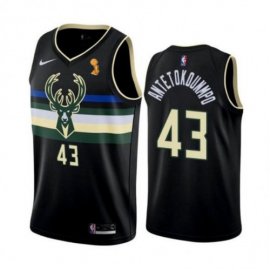 Nike Milwaukee Bucks #43 Thanasis Antetokounmpo Womens 2021 NBA Finals Champions Swingman Statement Edition Jersey Black Womens
