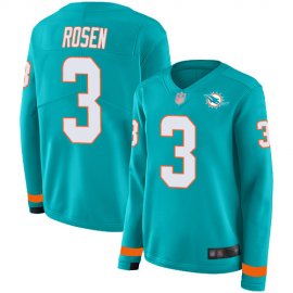 Nike Miami Dolphins #3 Josh Rosen Aqua Green Team Color Womens Stitched NFL Limited Therma Long Sleeve Jersey