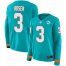 Nike Miami Dolphins #3 Josh Rosen Aqua Green Team Color Womens Stitched NFL Limited Therma Long Sleeve Jersey