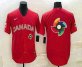 Mens Canada Baseball 2023 Red World Big Logo With Patch Classic Stitched Jersey