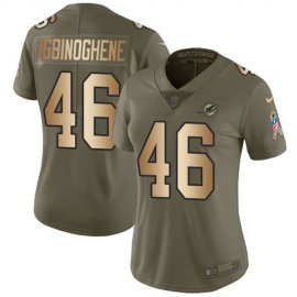 Nike Miami Dolphins #46 Noah Igbinoghene Olive/Gold Womens Stitched NFL Limited 2017 Salute To Service Jersey