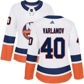 Adidas New York Islanders #40 Semyon Varlamov White Road Authentic Womens Stitched NHL Jersey