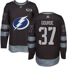 Adidas Tampa Bay Lightning #37 Yanni Gourde Black 1917-2017 100th Anniversary Stitched NHL Jersey